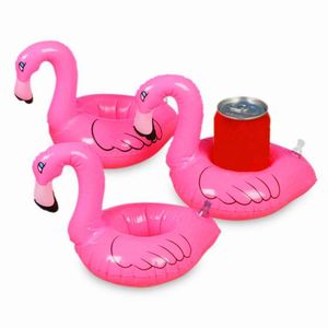 Mini Flamingo Pool Float Drink Holder Inflável Floating Swimming Pool Bathing Beach Party Kid Toys FY7212