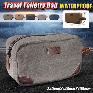 Saklama Torbaları Tuval PU Deri Çanta Banyo Tıraş Dopp Kiti Taşınabilir Erkek Seyahat Tuvalet Kozmetik Organizatör