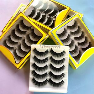 Resuable 5 Pairs Yanlış Kirpik Faux 3D Vizon Kirpik Kabarık Kalın Çapraz Yumuşak Curl 6D Sahte Göz Lashes Uzatma Makyaj Zulüm Ücretsiz