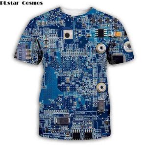 PLSTAR COSMOS Электронный чип хип-хоп футболки мужские / женщины 3D машина печати футболки летнее короткое рукав Tee Top Harajuku панк-стиль 210714