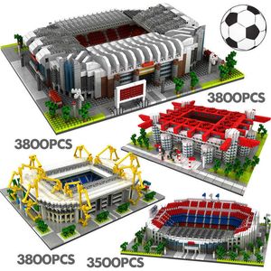 Mini Famoso Arquitetura Campo de Futebol Blocos de Construção de Futebol Nou Sinal Lduna Park Modelo Tijolos Brinquedos para Crianças X0902