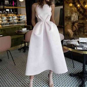 Lslaica Elbise Kadınlar Seksi Sling Beyaz Backless Zarif Moda Büyük Salıncak Satılık Parti Kulübü Midi Kadın 210515