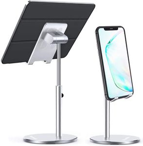Cep telefonu standı masa için, yükseklik açısı ayarlanabilir ipad tablet tutucu standı, sağlam alüminyum metal telefon tutucu, uyumlu gümüş
