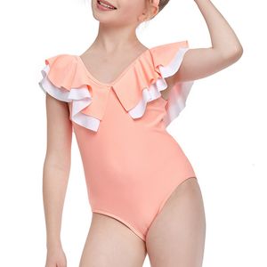 Yüksek bel banyo çocuk mayo sevimli kız mayo ruffles yan tek parça suits 2021 çocuk beachwear