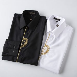 Camicia elegante da uomo T-shirt in seta slim di lusso Manica lunga Abbigliamento casual da lavoro marchio scozzese TAGLIA M-XXXL#20