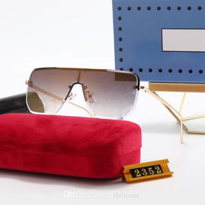 Lüks Klasik Tasarım Güneş Gözlüğü Mens Womens Marka Vintage Pilot Polarize Güneş Gözlükleri 2352 Büyük Boy Çerçevesiz UV400 Tasarımcı Erkek Kadın cam Lens Gözlük