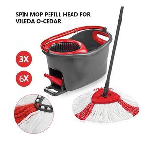 3 или 6 шт. Замена Microfibre 360 ​​Spin MOP Clean Refill Head для Vileda O-Cedar Easkpring Hotel Tools 210728