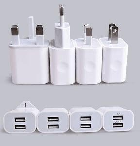 Çift USB Seyahat Şarj Cihazları AU ABD AB Birleşik Krallık Fiş 2A Ev AC Güç Adaptörü 2 Port Hızlı Hızlı Şarj iPhone 7 8 X 11 12 Samsung HUAWEI Xiaomi LG HTC OPPO Sony Duvar Şarj Cihazı