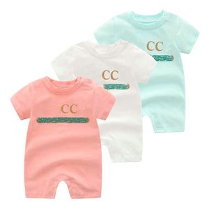 Bebek Tulum erkek kız çocuklar yaz yüksek kaliteli kısa kollu pamuklu giysiler 1-2 yaşında yenidoğan Tasarımcı Tulumlar