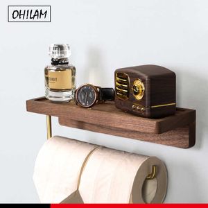 Древесина для туалетной бумаги из древесины с полкой для телефона аксессуары для ванной комнаты.