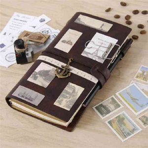 Deri Gezgin Dizüstü Planlayıcılar Yaratıcı DIY Vintage Seyahat Dergisi Notepads TN Sprial Kayıt Günlük Memolar Dizüstü Hediyeler 210611