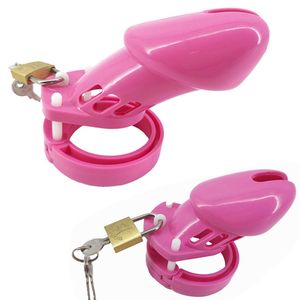 Розовое пластиковое мужское устройство целомудрия Кольцо для пениса CB6000 CB6000S Cock Cage Целомудрие Cage Penis Sleve Lock Игры для взрослых Секс-игрушки G7-3-5 210408