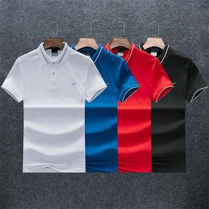 2021 Iş Rahat Polo Gömlek Tshirt Erkekler Kol Şerit Slimmer Erkek Toplum Erkek Moda Kontrol Beş Renk Choes M-3XL # T22
