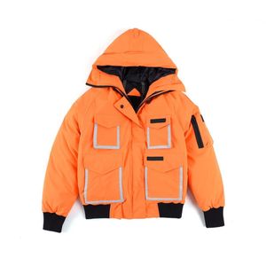 Lüks Tasarımcı Erkekler Down Parkas Coats Puffer Ceket 2023 Baykuş Açık Mekan Yansıtıcı Kısa Orta Uzunluk Sıcak Sıcak Siyah Turuncu XS-2XL
