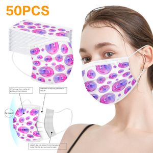 Yetişkin Tek Kullanımlık Maskeleri Şeker Yıldız Kabarcık Nefes Üç Katmanlı Meltblown Kumaş Baskı Toz Geçirmez Anti-Sis Unisex FacMask