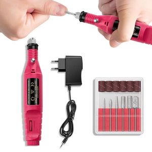 Professional Makeure Polishing Machine Mini Portable Electric Nail Drill Exoliating Tool - красный штекер EU