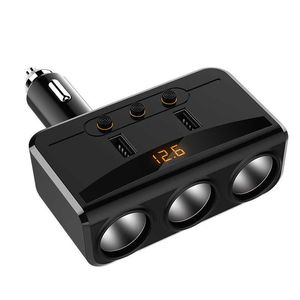 Yantu Universal Car USB-прикуривательная розетка Splitter 12V-24V адаптер питания Макс 5 В 3.1А 3 USB Автомобильное зарядное устройство с вольтметр ЖК-автомобиль