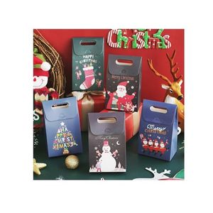Wholesale caixas de papel de presente de Natal sortido xmas tema designs envoltório para presentes doces biscoito biscoito biscoito presentes de embalagem