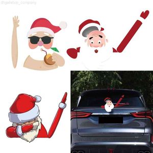 Мультфильм, размахивая Санта Рождественские зимние наклейки прикреплены к задней части автомобиля. Лезвия стеклоочистителя Высокая адгезия