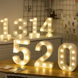 Creative Luminous 0-9 Цифровое число Письмо света AA Аккумуляторная лампа ночной светильник для рождественских свадьбы день рождения декор