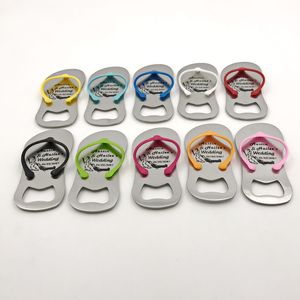 100 adet Özelleştirilebilir Flip Flop Şişe Açacakları Ile Mix Renk Parti Malzemeleri Metal Sandal Bira Açacağı Kişiselleştirilmiş Düğün Iyilik