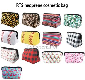 Sunflower Floral Waterproof Makeup Bag Neoprene Travel Zippered Storage Bags Pouch Toiletry Pencil Case Organizer Cosmetic Packing For Women