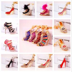 Toptan ayakkabı rhinestone anahtarlık moda kadınlar için yüksek topuklu anahtarlık takı kolye çantası araba anahtar zincirleri G1019