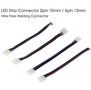 10 adet / grup RGBW LED Şerit Bağlayıcı Aydınlatma Aksesuarları 5Pin 12mm / 10mm Ücretsiz Kaynak Konnektörleri 5050 RGB W RGBWW Için LED'ler Şeritler Işık