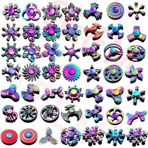 120 tipos em estoque descompressão brinquedo spinner arco-íris hand spinners tri-fidget metal gyro dragão asas de olho olho brinquedos girando top handpinner witn caixa