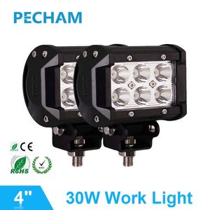 2 adet 4 inç Offroad led ışık çubuğu 30 W çalışma lambası yakın spot sel 12 V 24 V kamyon römork 6 s araba