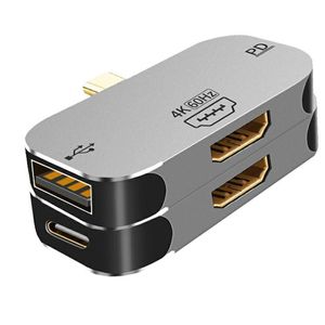 HUBS 3 в 1 Тип C до DP / -Compatible / MiniDP PD USB адаптер док-станции Развертывание док-станции Многофункциональный конвертер Hub Port