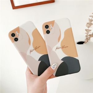 Sanat Retro Soyut Geometri Telefon Kılıfları iphone 12 11 Pro XR X XS Max 7 8 Artı Sevimli Yumuşak Silikon Kapak