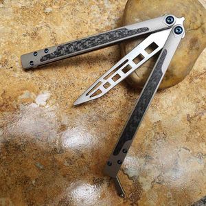 Theone Balisong EX-10 EX10 Kelebek Eğitim Trainer Bıçak Keskin Değil Titanyum Chimera Hom Kalamar Yılan Karbon Fiber Jilt Salıncak Bıçaklar Sea Nautilus Monster BM87 BM51