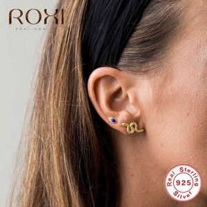 Fashion Simple Snake Earrings 100% 925 Sterling Silver Animal Serpentine Stud Earrings for Women Jewelry Bijoux Oorbellen