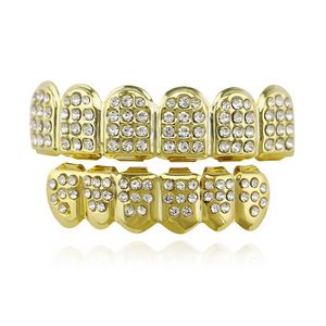 Renkli Elmas 18K Gold Glaze Grillz Diş Diş ızgaraları Hip Hop Bling Vücut Mücevher Moda Moda Gümüş Altın ve Sandy