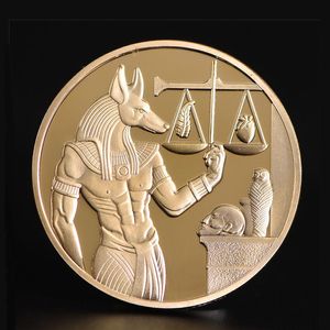 Gold Silver Plated Egypt Death Protector Anubis Coin Copy Egyptian God Of Death Commemorative Coins Collection Gift