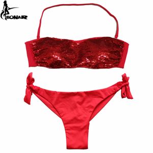 EOARAR Bikini 2021 SIDN Sequin Женщины Купальники Бразильский Срез Нижний Бикини Набор Низкий талии Купальник Купальники Летний Пляж Носить Y0820