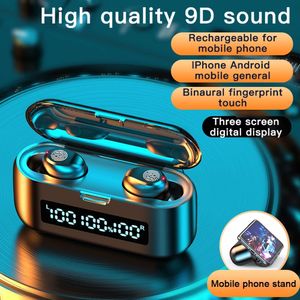 Bluetooth Kulaklık Dokunmatik Kulaklık Kablosuz Kulaklıklar Süper Mini Bloototh Kulak TWS F9 Kulakiçi Spor Bleutooth 9D Stereo Bas Kulaklık