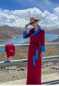 Asia Elegantes Freizeitkleid für Damen, Sommer, Vintage-Muster, Femme, lang, Vestidos, Damenbekleidung, Robe, orientalisches Tibet-Kleid im Cheongsam-Stil