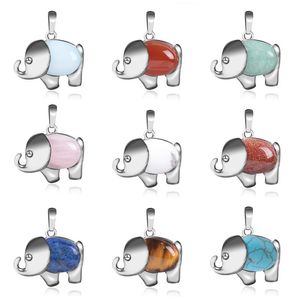 12 colori Energy Cute Elephant Pendants Natural Calcedony Jades Gem Pietra per i bambini Chakra Altri accessori di moda