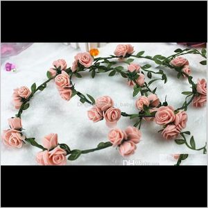 Tiaras Jewelry Drop Deliver 2021 Стиль корейский свадебный головной убор Crown Peony Blossom Garland Bride Flow