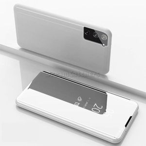 Роскошное покрытие зеркало Телефон Чехол кожаный Умный четкий вид Flip подставка для стойки крышка для Samsung Galaxy S22 S21 Ultra S10 Plus для iPhone 13 12 11 Pro Mini