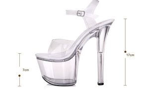 Çelik Tüp Ayakkabı Dans Sandalet Kadın Kaliteli Ultra-Yüksek Topuk 7-20 cm Şeffaf Kristal Bayan Ayakkabı Modeli Catwalk Büyük Yard