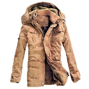 Оптом- зимняя куртка мужчины повседневная густые бархатные теплые куртки Parkas Hombre мужская хлопчатобумажная ветровка армия с капюшоном длинная траншея