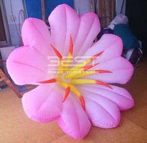 Довольно висячий розовый надувной цветок лилии со светодиодным украшением воздуха ипомея