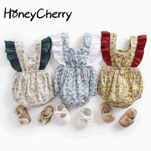Bebek Tulum Yaz Tırmanma Elbise Çiçek Kayışı Kız Pantolon Giysi Komik Tulum Tulum 210515