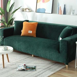 Velvet Plush Sofa Cover for Living Room Sectional Couch Cover Elastic Case Sofa Slipcover Stretch 1/2/3/4 Seater 211102