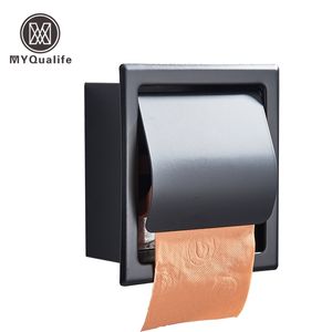 Ücretsiz Paslanmaz Çelik Tuvalet Kağıdı Tutucu Cilalı Krom Duvara Monte Gizli Banyo Rulo Kutusu Su Geçirmez 210720