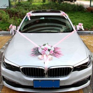 Kadınlar için Hediyeler Ev yapımı düğün araba çiçekleri yapaylar gül lavanta ile şeritli enayi araba dekorasyon aksesuarları için düğün partisi malzemeleri için r231003