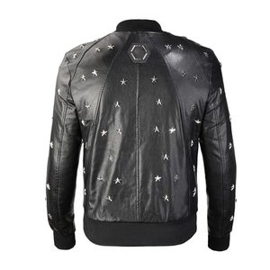 Skull Faux кожаная куртка мужская молния Slim Fit Короткие хип-хоп, случайные наружные спортивные дизайнер мотоцикл пальто черный байкер буквы мода роскошь фитнес одежда M-3XL